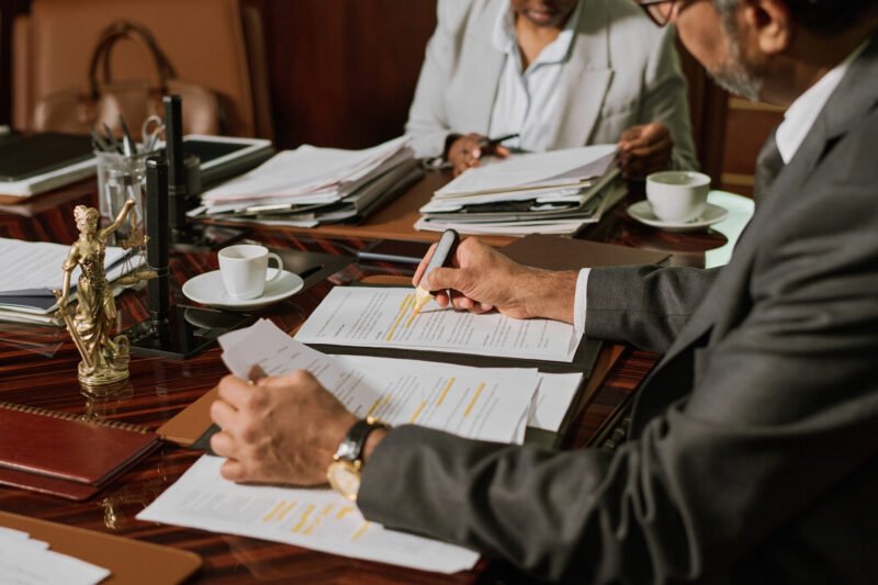 signing papers in law firm